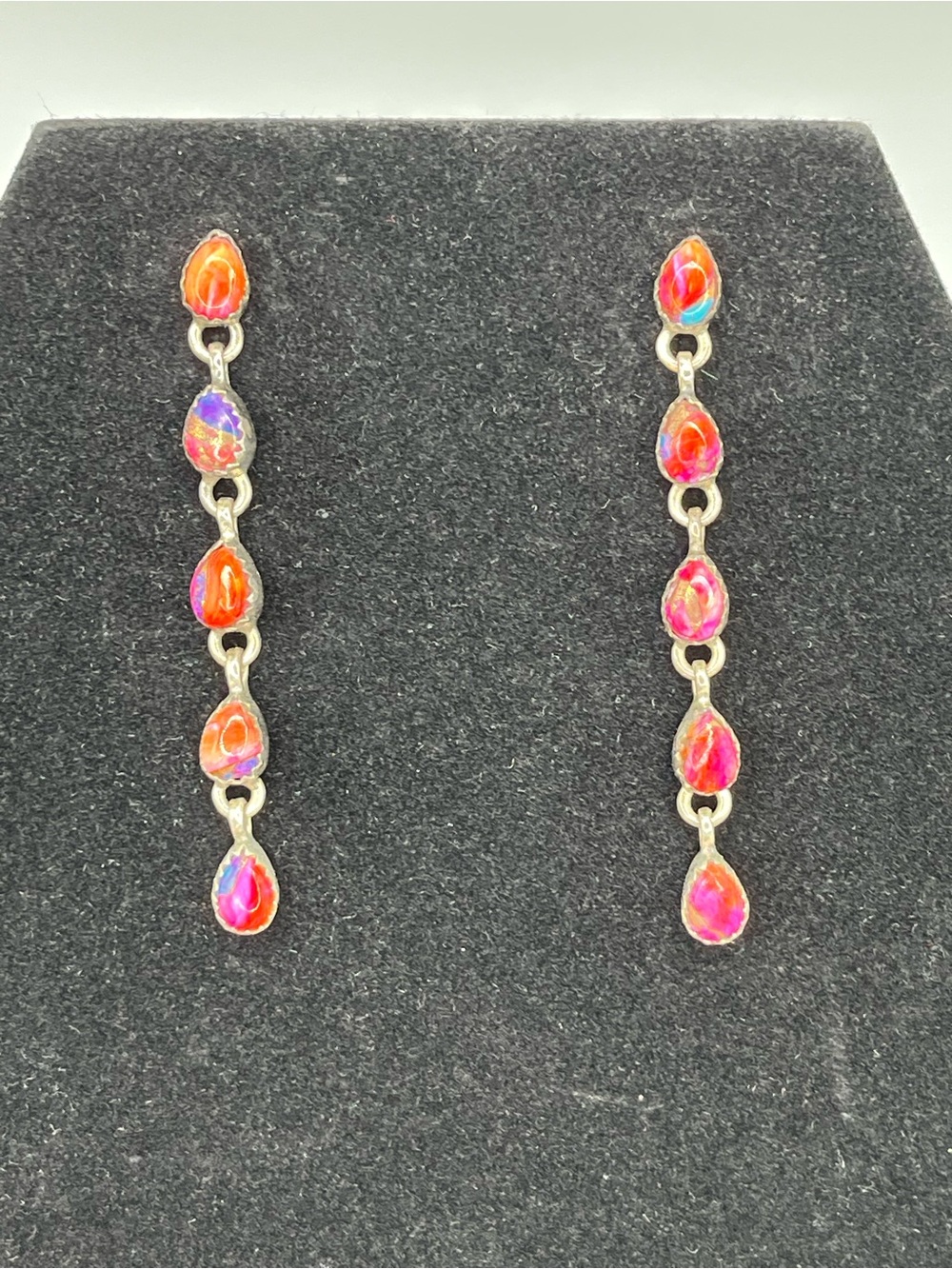 Gorgeous Rose Dahlia 2.25 Inch Sterling Silver Earrings - Picture 3 of 7